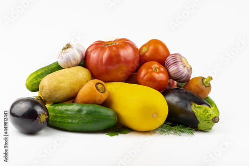 Fototapeta Naklejka Na Ścianę i Meble -  An assortment of fresh vegetables isolated on a white background.