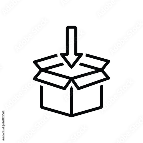 Black line icon for packaging