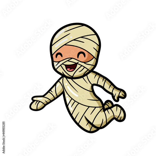 Cute little boy mummy cartoon presenting