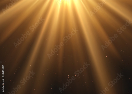 Sun rays light on black background