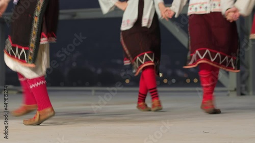 Macedonian traditional folklore dancers perform in Northern Macedonia. photo