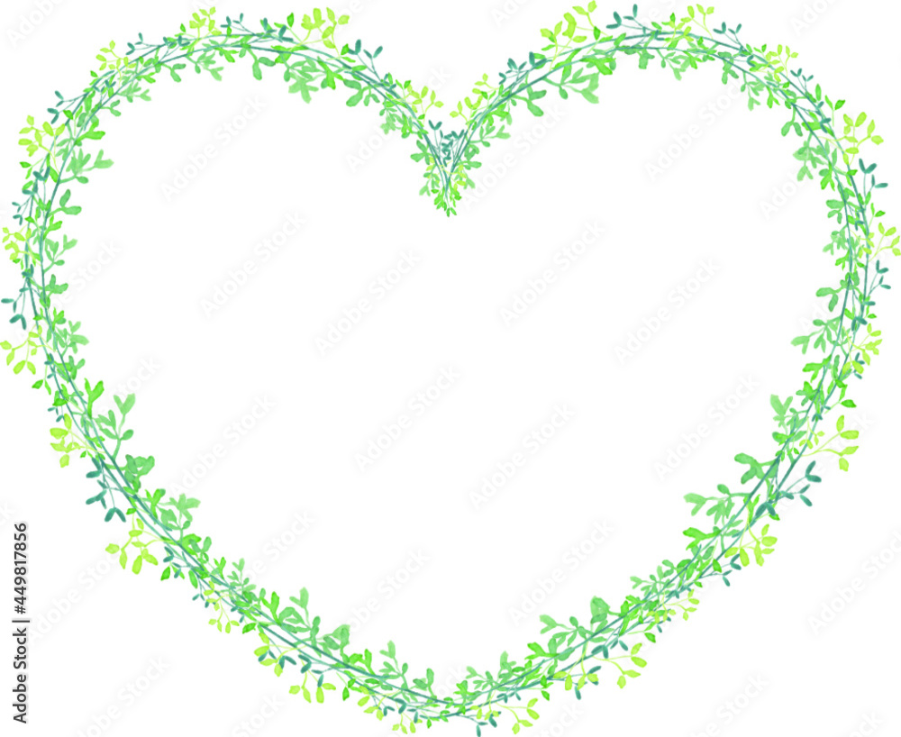 Watercolor green heart frame Watercolor green heart frame