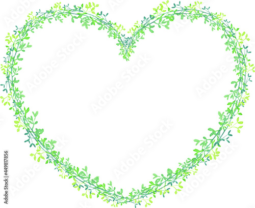 Watercolor green heart frame