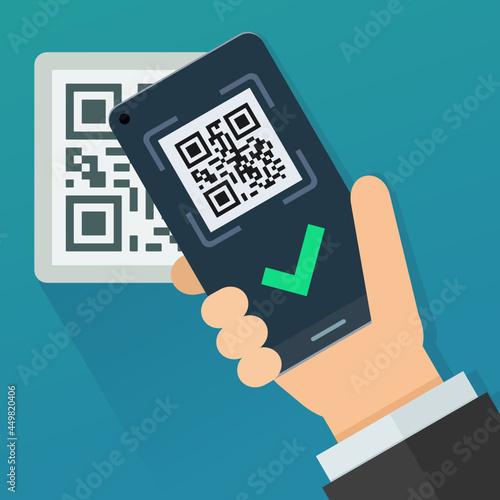 Reading a QR code with a smartphone (flat design)