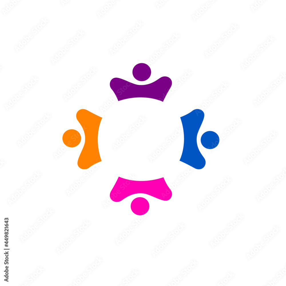 Colorful People Together Sign, Symbol, Logo isolated on White Colorful People Together Sign, Symbol, Logo isolated on White