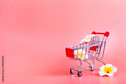 Shopping cart and flowers