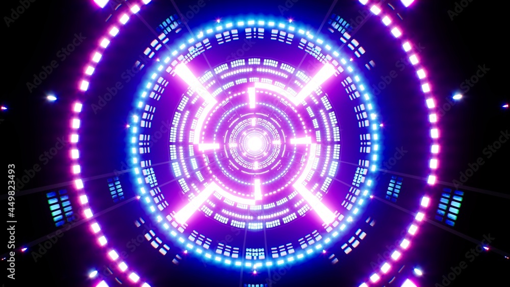 Futuristic Zigzag Neon Light Circle Tunnel Background Futuristic Zigzag Neon Light Circle Tunnel Background