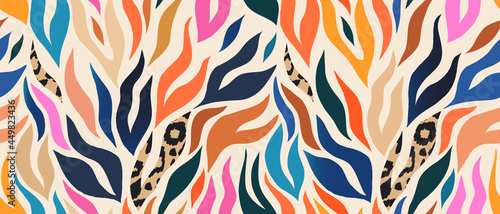 Hand drawn contemporary cartoon style colorful print. Trendy abstract seamless pattern. Fashionable template for design.