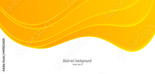 fluid graphic element, yellow vivid paint stain, abstract composition, yellow shapes flow from top of the screen