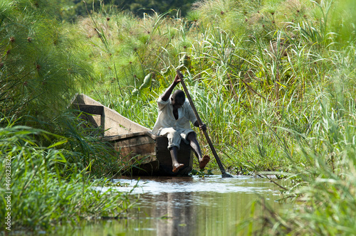 Canoeist in Lake mabamba photo