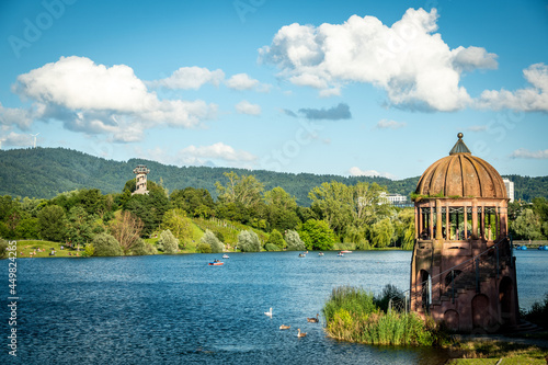 Two Towers by the Lake in a Park in Freiburg