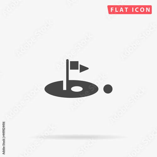 Hole Course Golf with Flag flat vector icon. Hand drawn style design illustrations
