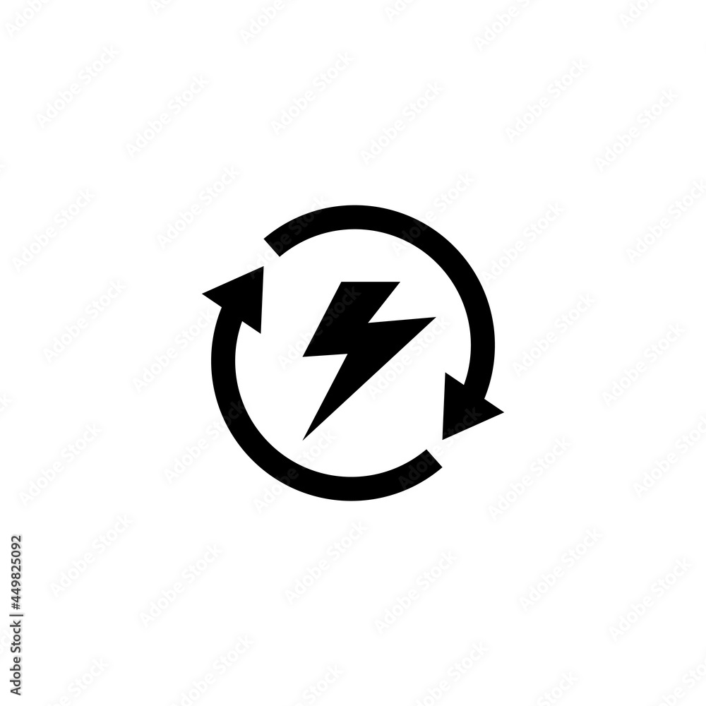 Renewable Energy, Renewing Electrical. Flat Vector Icon illustration. Simple black symbol on white background. Renewable Energy, Renewing Electrical sign design template for web and mobile UI element. Renewable Energy, Renewing Electrical. Flat Vector Icon illustration. Simple black symbol on white background. Renewable Energy, Renewing Electrical sign design template for web and mobile UI element.