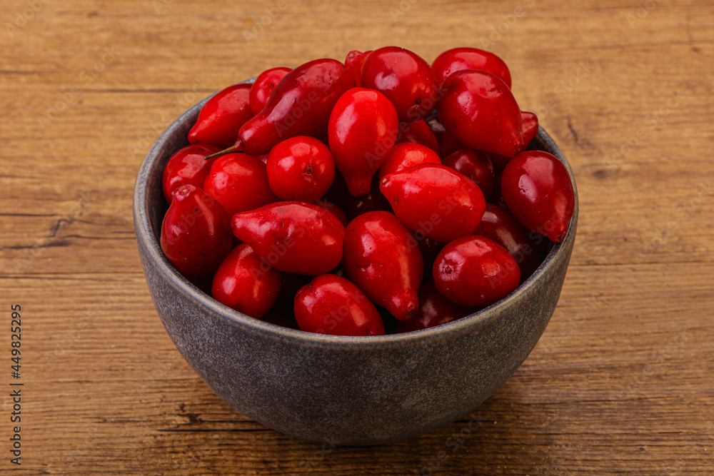 Sweet and ripe cornel berries