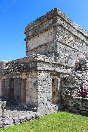 Temple of Frescoes in Tulum. The site of a pre-Columbian Mayan walled city on Caribbean coastline in mexican Riviera Maya, Quintana Roo, Yucatan, Mexico.