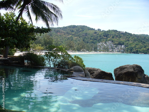 beach with palm trees and sea