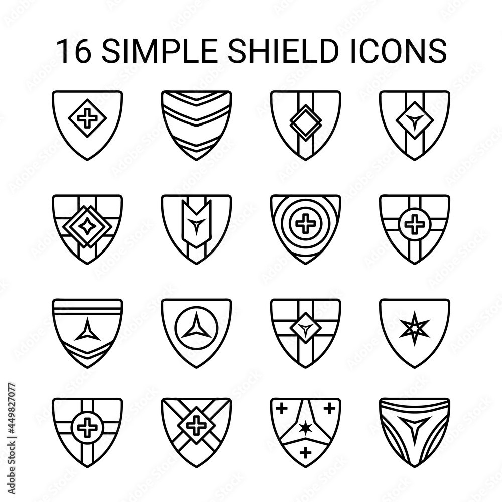 Simple Shield Vector Outline Icons Set in EPS 10 Simple Shield Vector Outline Icons Set in EPS 10