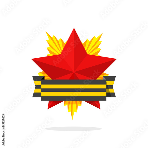 Order of bravery medal achievement with red star icon vector or retro old soviet May 9 victory honor isolated symbol