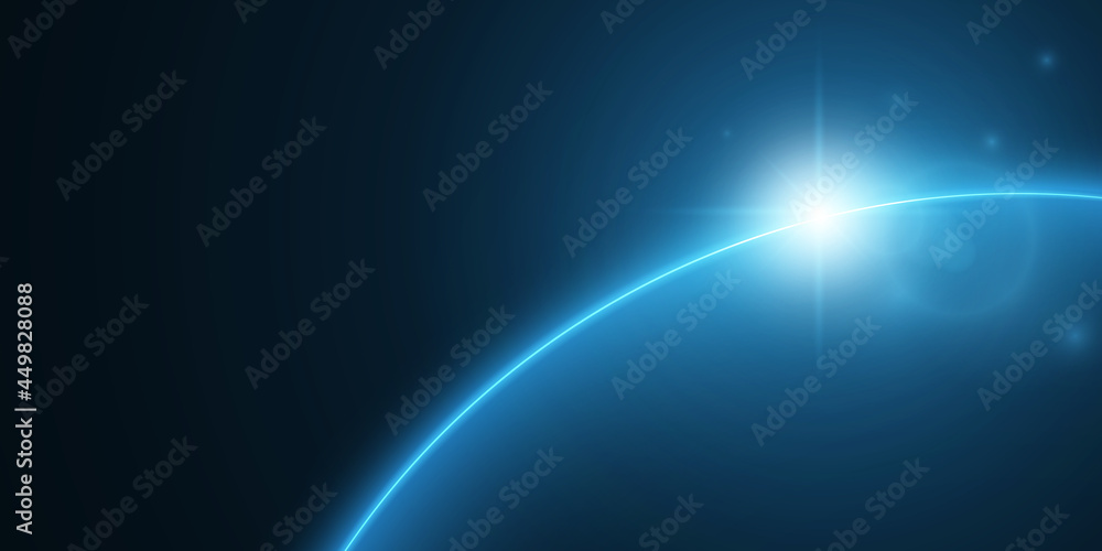 Vector abstract futuristic object display consist of glowing particles background.