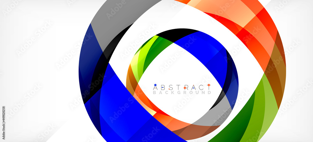 Color circle shapes, minimal geometric background. Trendy dynamic composition. Vector Illustration For Wallpaper, Banner, Background, Landing Page Color circle shapes, minimal geometric background. Trendy dynamic composition. Vector Illustration For Wallpaper, Banner, Background, Landing Page