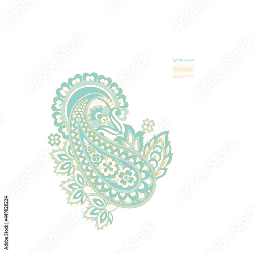 Paisley vector isolated pattern. Vintage floral illustration in batik style