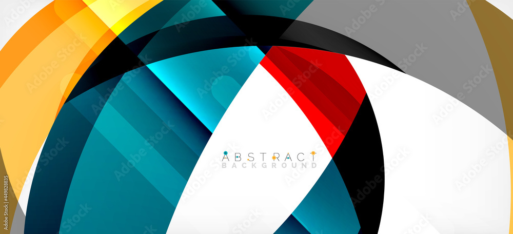Geometric abstract background. Circle created with overlapping color shapes. Vector Illustration For Wallpaper, Banner, Background, Landing Page Geometric abstract background. Circle created with overlapping color shapes. Vector Illustration For Wallpaper, Banner, Background, Landing Page
