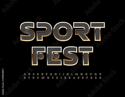 Vector luxury poster Sport Fest. Creative elite Alphabet Letters and Numbers. Premium abstract Font