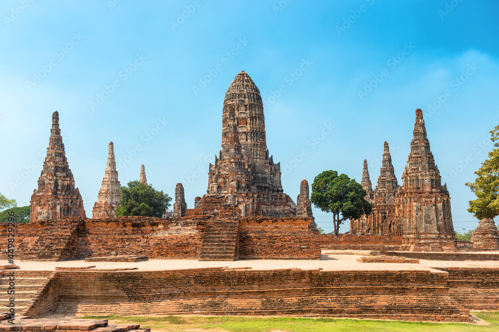 Brick ruins of ancient buddhist temple Wat Chai Watthanaram. Old architecture of Ayutthaya, Thailand Brick ruins of ancient buddhist temple Wat Chai Watthanaram. Old architecture of Ayutthaya, Thailand