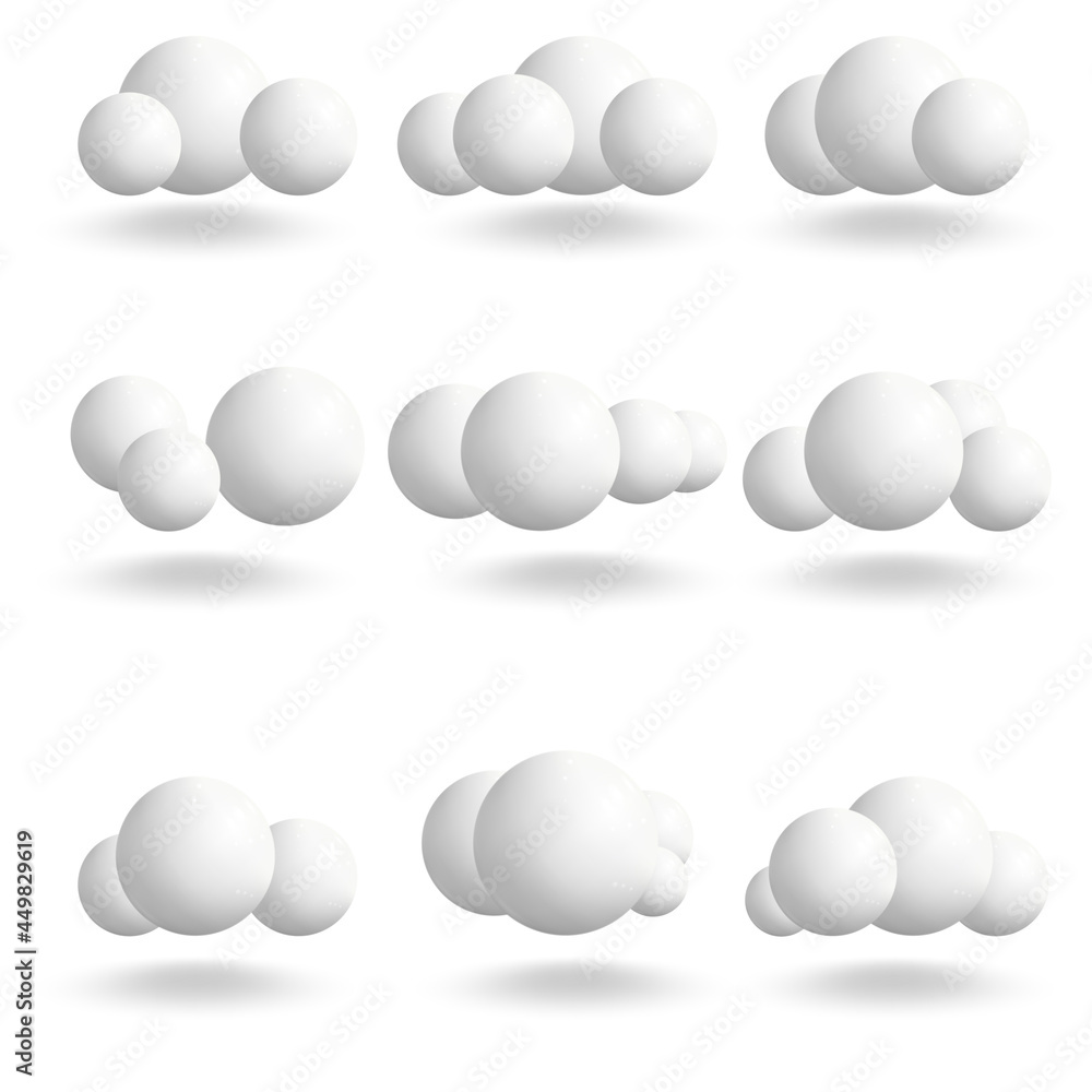 3d White sphere clouds set 3d White sphere clouds set