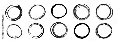 Hand drowning circle line sketch vector set. Highlighter marks, strokes, Art brush design round circular scribble doodle graffiti bubble or ball draft illustration for logo and text.