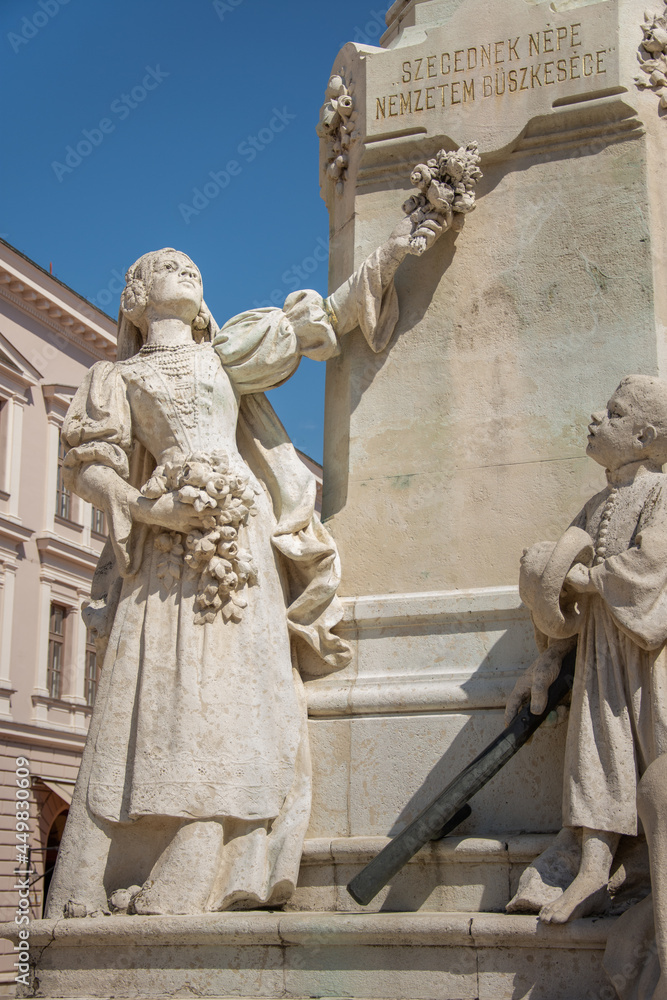 Kossuth Lajos Sttatue in the city center of Szeged. a woman's body, detail ,Hungary ,July 2021,