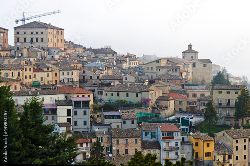 The skyline of the city of Ripatransone in the province of Ascoli Piceno, Italy