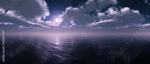 Stormy sky over the sea in the evening  stormy weather at sea  3D rendering