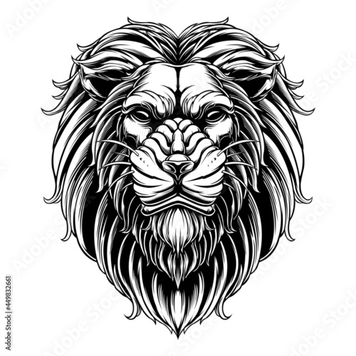 design vector lion head black and white version