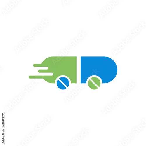 delivery medicine, capsule pill logo template vector icon