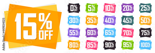 Set sale banners design template, discount tags. Set promo icons for online stores, vector illustration photo