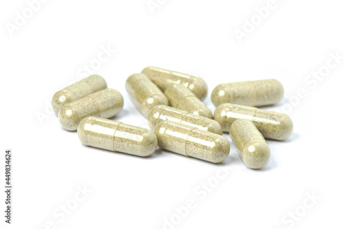 medicine capsule pills isolated on white photo