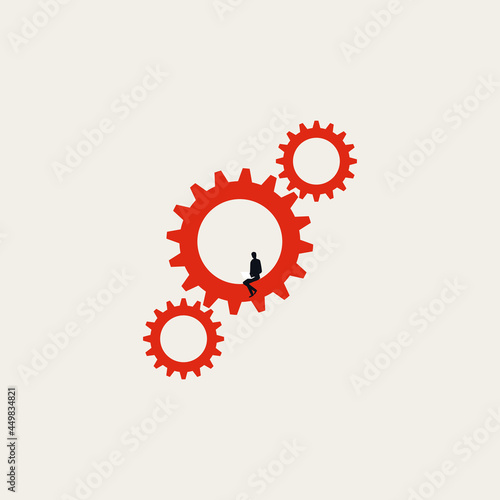 Business process automation with programmer, vector concept. Symbol of modernization workflow, technology. Minimal illustration