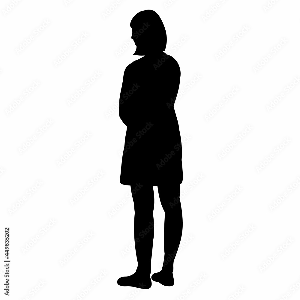 black silhouette girl, woman vector, isolated