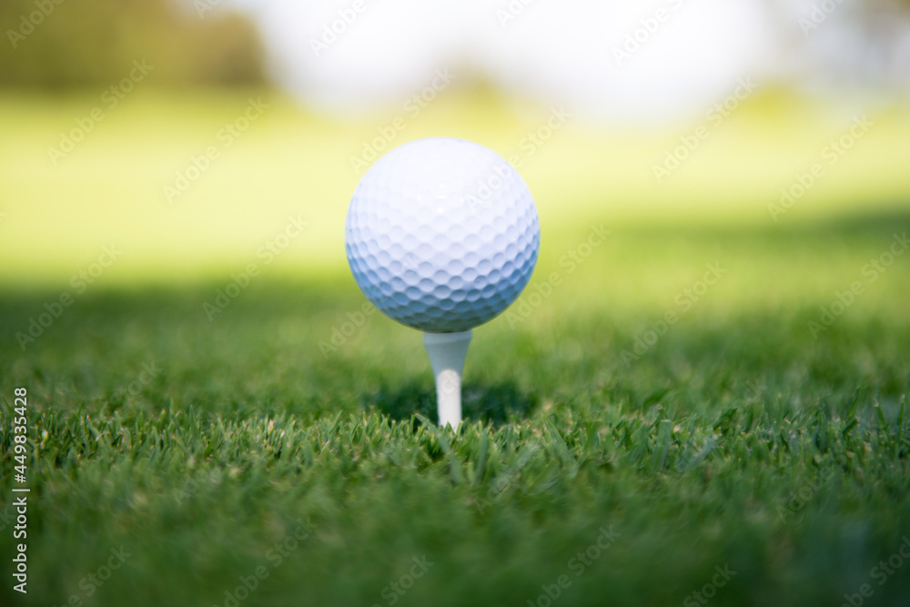 Golf ball on tee ready to be shot. Golf ball on tee ready to be shot.