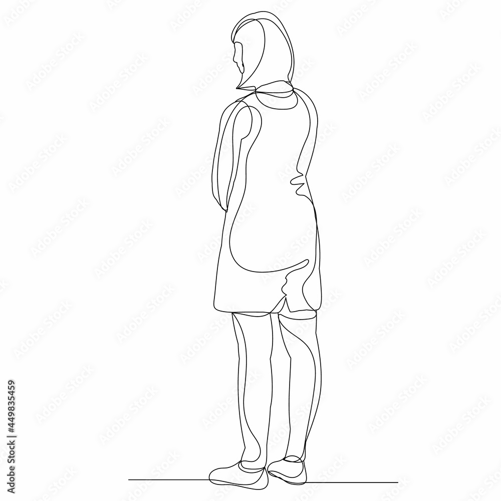 sketch line drawing girl, woman vector