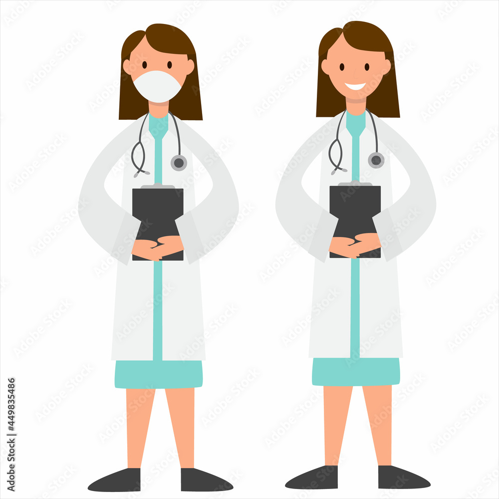character docotr girl in flat style vector, isolated character docotr girl in flat style vector, isolated