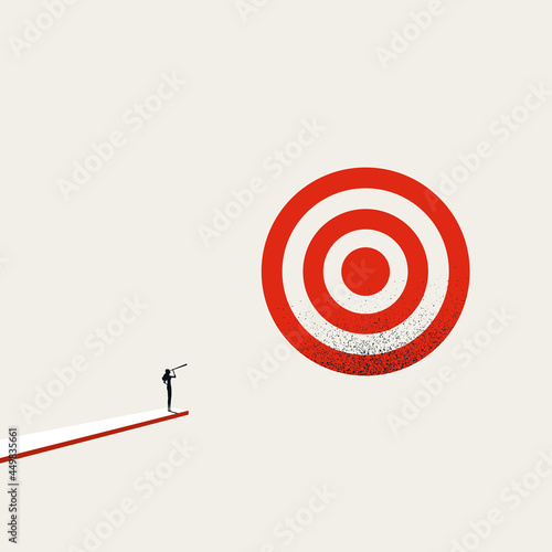 Business goal and ambition for woman. Symbol of career, motivation, objectives. Minimal illustration.