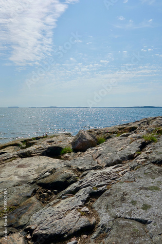 Rocky island and sea in summer