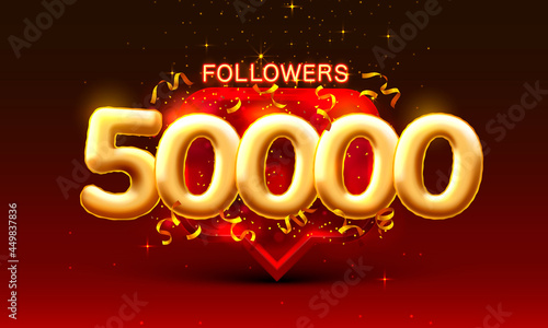 Thank you followers peoples, 50k online social group, happy banner celebrate, Vector