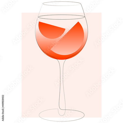 Minimal line vector illustration of an aperol spritz glass.
