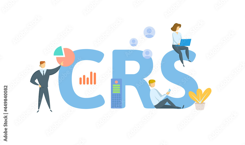 CRS, Congressional Research Service. Concept with keyword, people and icons. Flat vector illustration. Isolated on white.