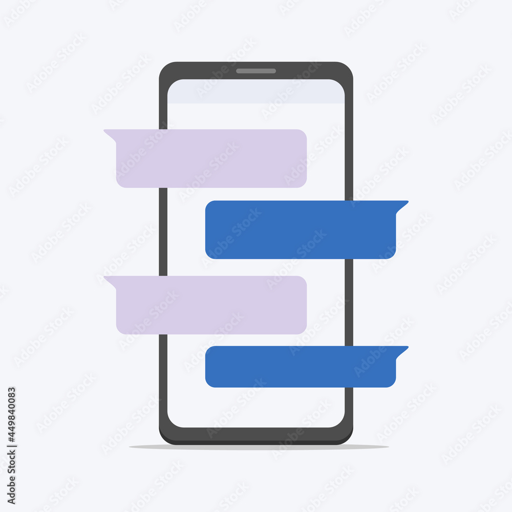 illustration of messages display on a mobile phone screen with a blank text balloon popping out of the screen. vector illustration illustration of messages display on a mobile phone screen with a blank text balloon popping out of the screen. vector illustration
