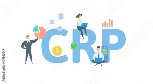 CRP, Conservation Reserve Program. Concept with keyword, people and icons. Flat vector illustration. Isolated on white.