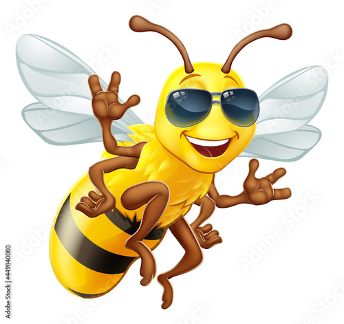 Cool Honey Bumble Bee in Shades Cartoon Character